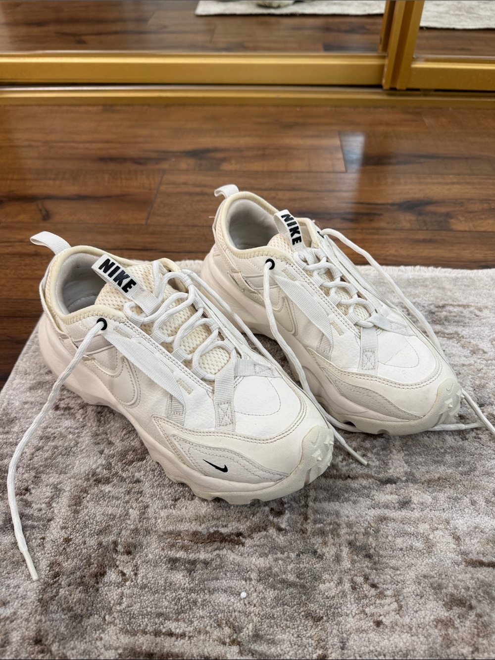 Nike Cream and White Chunky Lace-Up Sneakers